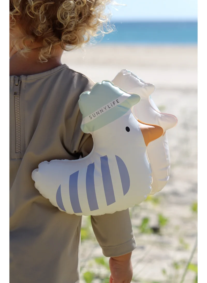 سني لايف Kids Inflatable Arm Bands – Sid the Seagull Design – Blue Stripe Swim Floaties for Toddlers & Children – Safe Water Wings for Pool & Beach – Comfortable & Durable Arm Float Support