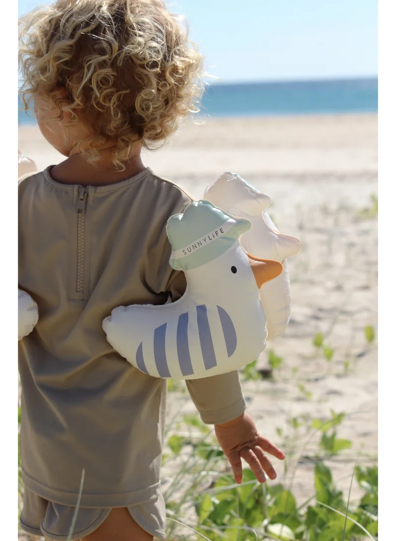 سني لايف Kids Inflatable Arm Bands – Sid the Seagull Design – Blue Stripe Swim Floaties for Toddlers & Children – Safe Water Wings for Pool & Beach – Comfortable & Durable Arm Float Support