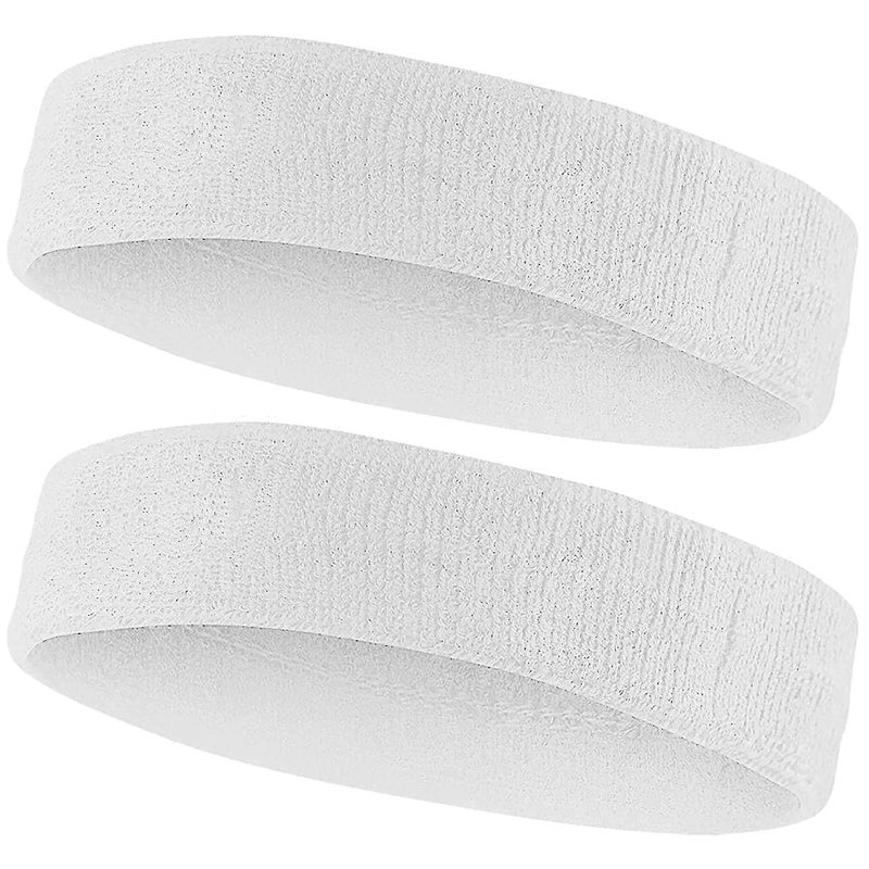 AMIFIT Sport Headband for Men and Women - Sports Headband for Workout & Running, Breathable, Non-Slip Sweat Head Bands for Long Hair, Pack of 2 (White) - Image 1