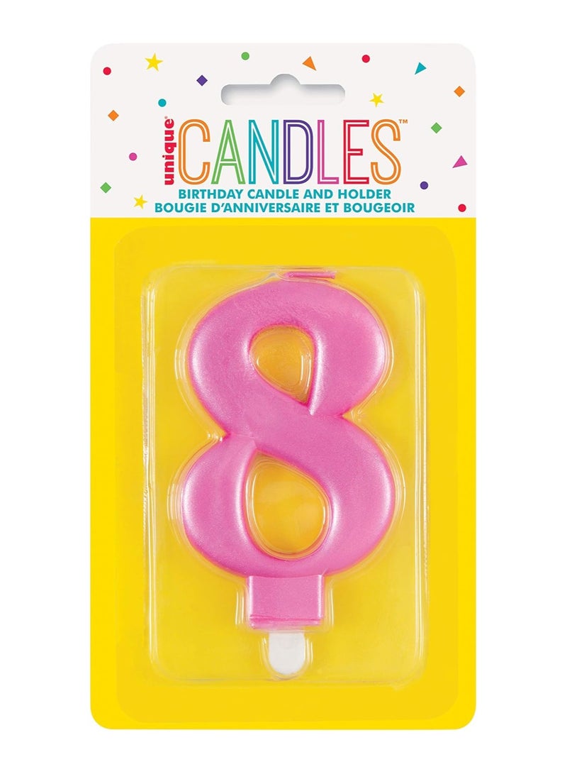 Unique Met Pink Number 8 Birthday Candle - Image 2