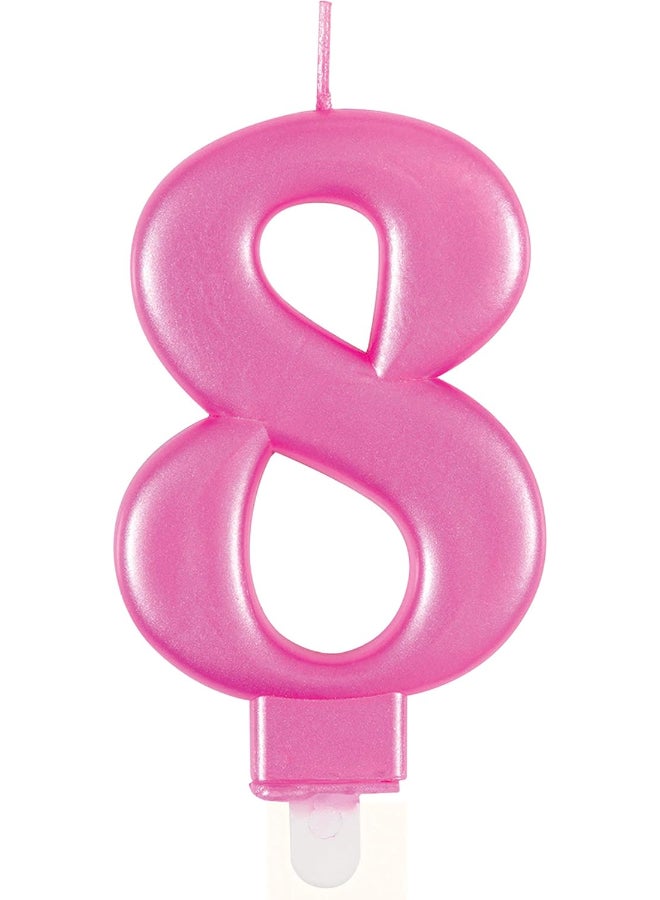 Unique Met Pink Number 8 Birthday Candle - Image 1