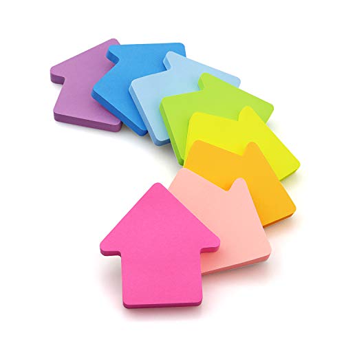 SIMONA Arrow Shape Sticky Notes 8 Color Bright Colorful Sticky Pad 75 Sheets/Pad Self-Sticky Note Pads (8 Pads) - Image 3