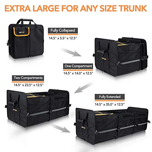 HEYTRIP Large Trunk Organizer With Built-in Leakproof Cooler Bag, 2 Tie-Down Straps, 4 Removable Dividers, Foldable Cover, Built with 2mm PE Board - Image 2
