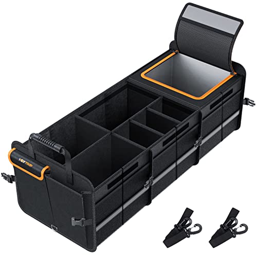 HEYTRIP Large Trunk Organizer With Built-in Leakproof Cooler Bag, 2 Tie-Down Straps, 4 Removable Dividers, Foldable Cover, Built with 2mm PE Board - Image 1