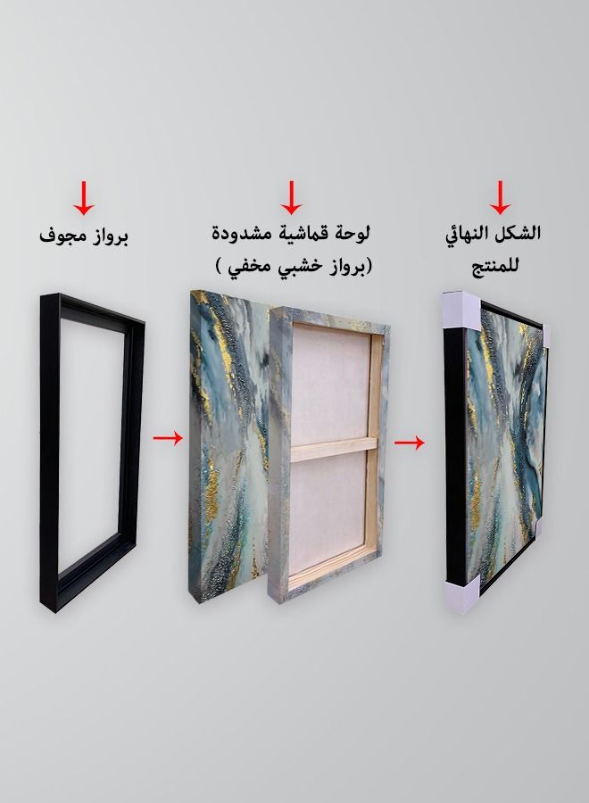 ماركتنا لوحة جدارية قماشية فنية لتزيين الحائط بتصميم عصري مع برواز أسود مجوف مقاس 120x80سم قطعة واحدة - Image 4