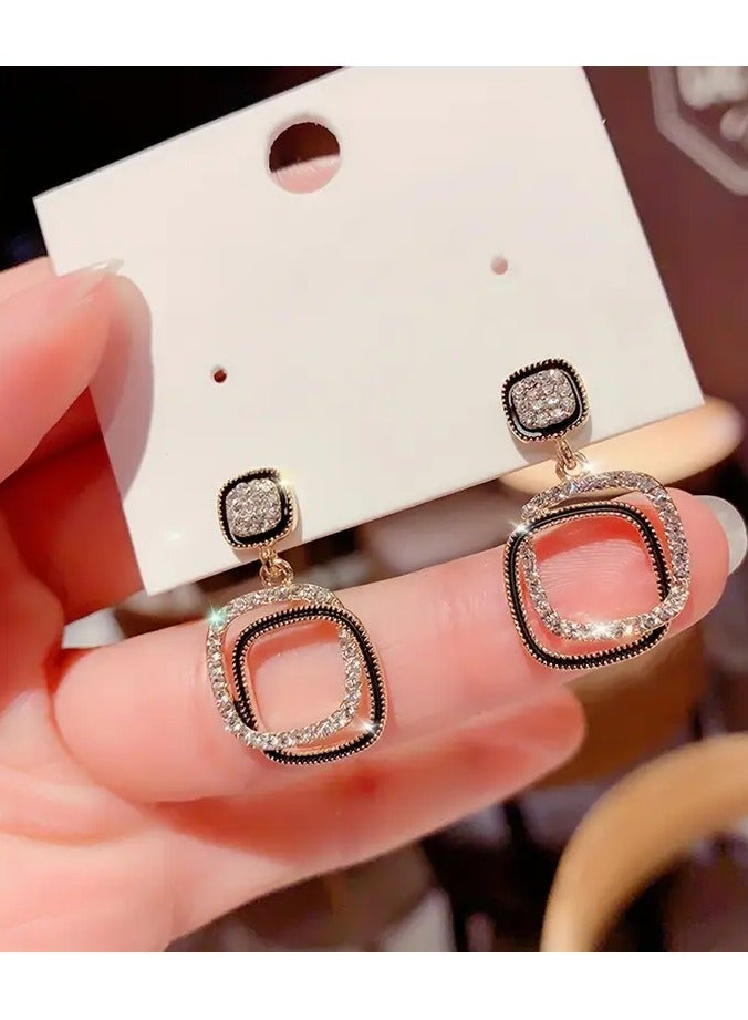 Home Clearance Sale 1pair Dangle Earrings Geometric Square Design Zinc Alloy Earrings Elegant Minimalist Style Jewelry Trendy Gift For Women - Image 2