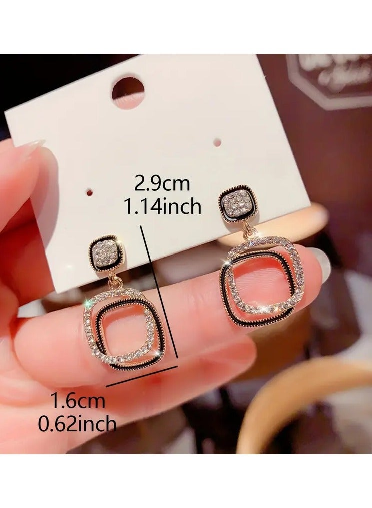 Home Clearance Sale 1pair Dangle Earrings Geometric Square Design Zinc Alloy Earrings Elegant Minimalist Style Jewelry Trendy Gift For Women - Image 5