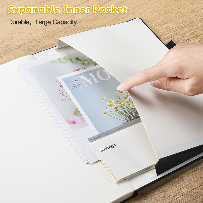 MaleDen دفتر ملاحظات مخطط، 8.5" × 11" دفتر جلد صلب للعمل، دفتر ملاحظات واسع للنساء والرجال، 192 ورقة سميكة، يفتح بشكل مسطح، 2 جيب، دفاتر كبيرة A4 للكتابة، دفتر أصفر - Image 4