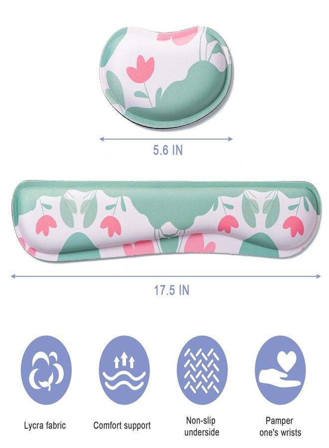 Hoewina Keyboard Wrist Rest,Ergonomic Wrist Rest,Superfine Fabric and Gel Memory Foam Wrist Pad for Computer Keyboard for Easy Typing & Pain Relief, Suitable for Office, Family, Outdoor, Flowers Style - Image 2