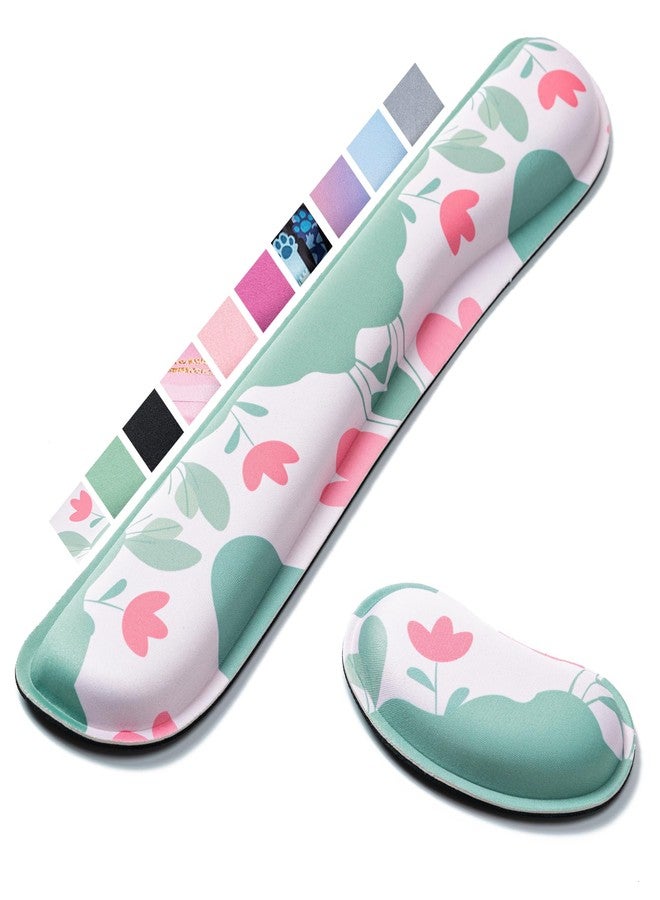 Hoewina Keyboard Wrist Rest,Ergonomic Wrist Rest,Superfine Fabric and Gel Memory Foam Wrist Pad for Computer Keyboard for Easy Typing & Pain Relief, Suitable for Office, Family, Outdoor, Flowers Style - Image 1