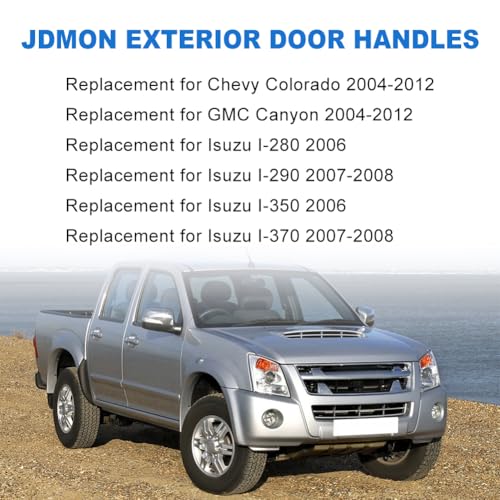 JDMON 2PCS Exterior Door Handles Compatible with Chevy Colorado GMC Canyon 20042012 Isuzu i280 i350 2006 i290 i370 20072008 Replacement for 79316 15243675 Front Left Driver Right Passenger Black - Image 3