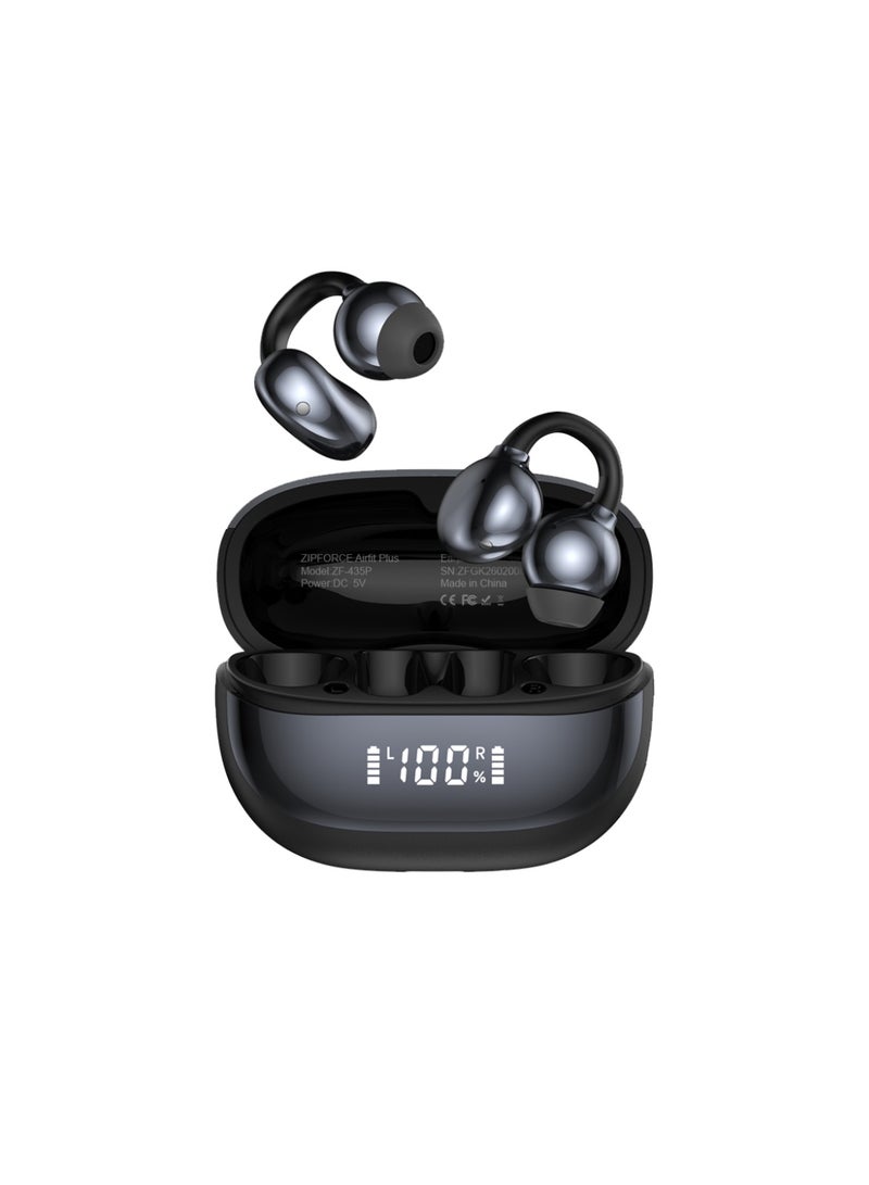 ZIPFORCE Open Ear Clip Headphones with Power Display, Bluetooth 5.4 Open Ear Earbuds Wireless, IPX5 Waterproof Over-Ear Earphones, Lightweight Comfortable for Sports Running Workout - Image 1