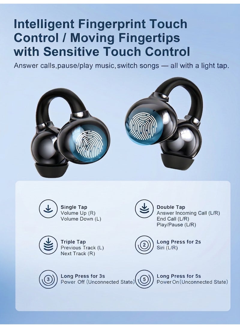 ZIPFORCE Open Ear Clip Headphones with Power Display, Bluetooth 5.4 Open Ear Earbuds Wireless, IPX5 Waterproof Over-Ear Earphones, Lightweight Comfortable for Sports Running Workout - Image 3