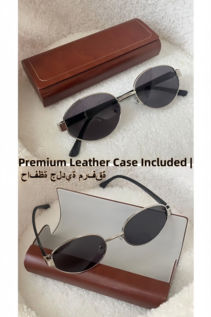 Hiras Women‘s Sunglasses - Quiet Luxury Oval & Cat-Eye Style, Preppy Metal Frame with UV400 Protection, Classic Silver Shades for Women & Men - Image 4