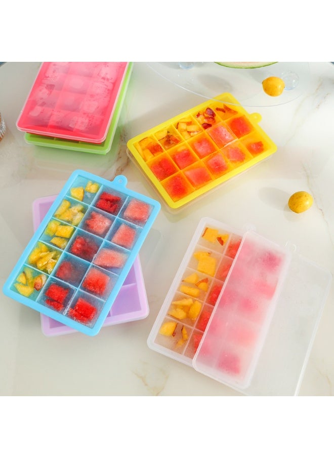 Large ice cube tray with lid, square stackable silicone ice cube mold for drinks, cocktails, bourbon soups and frozen desserts, easy to remove and free of BOA
