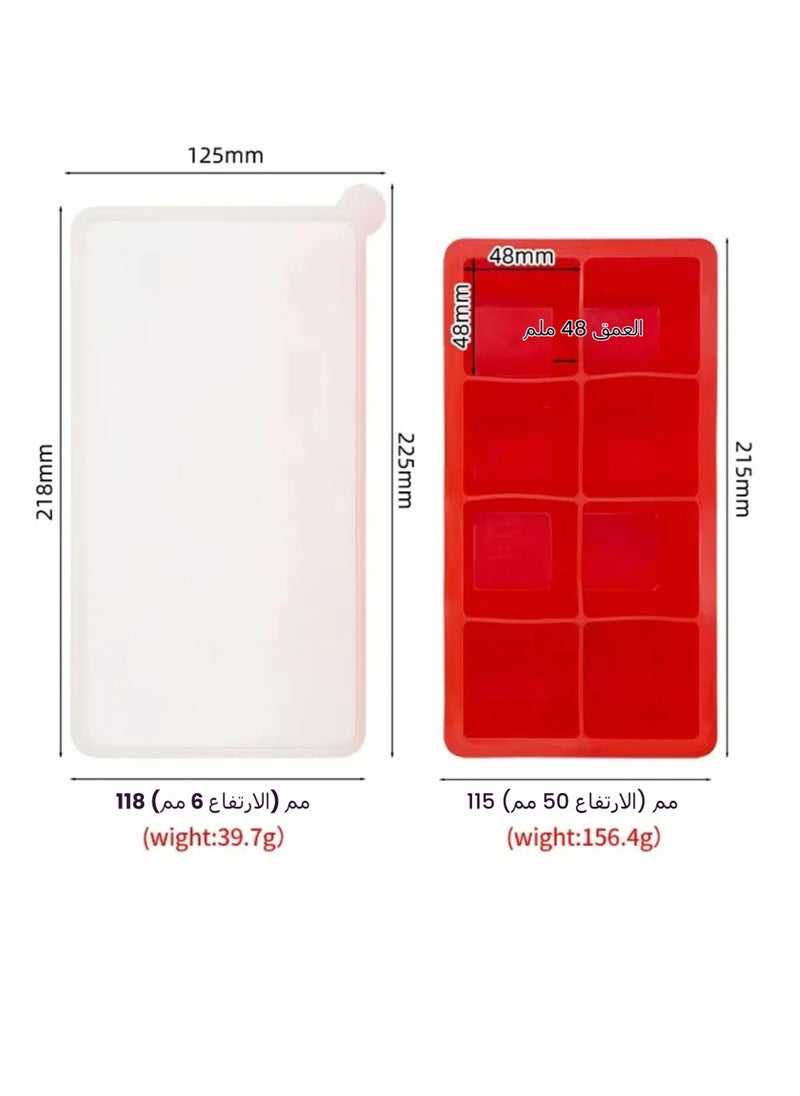 Large ice cube tray with lid, square stackable silicone ice cube mold for drinks, cocktails, bourbon soups and frozen desserts, easy to remove and free of BOA
