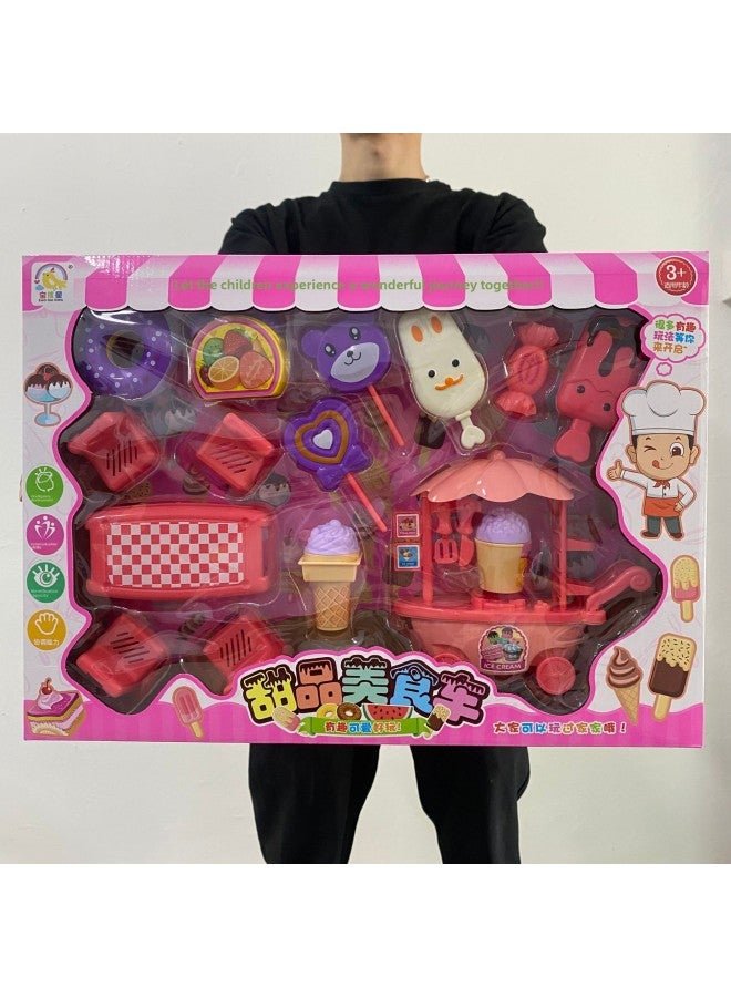 Children's Simulation Kitchen Tableware Cashier Toy Girl Doll Set Gift Box Gift Stall Wholesale-Color:811-369-371 Barbecue And Family (Mixed Hair Of Two) - Image 4