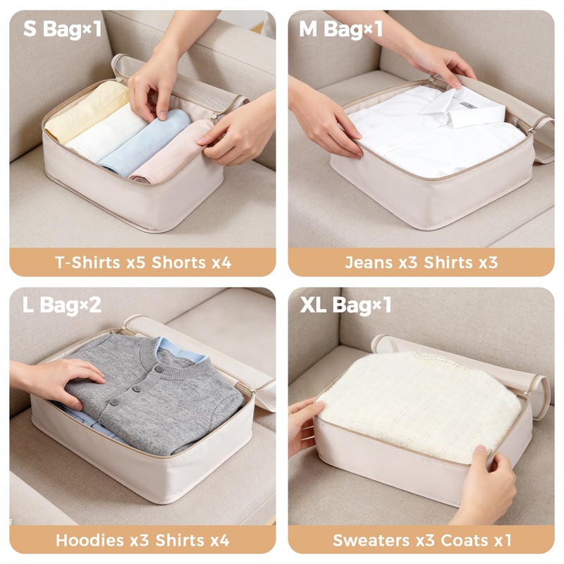 BAGAIL 9 Set Packing Cubes with Packing List Luggage Packing Organizers for Travel Accessories (Cream) - Image 2