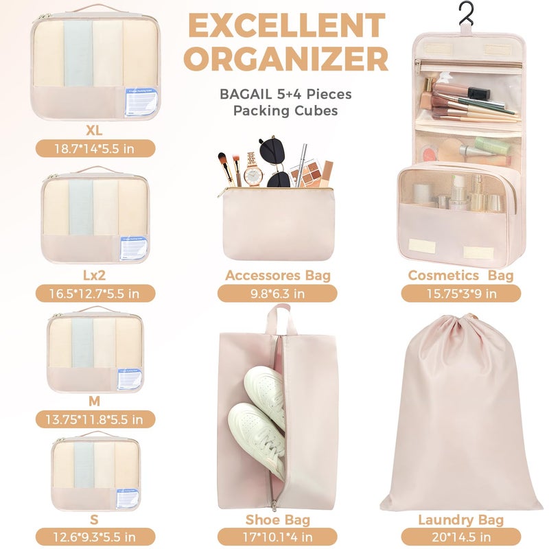 BAGAIL 9 Set Packing Cubes with Packing List Luggage Packing Organizers for Travel Accessories (Cream) - Image 5