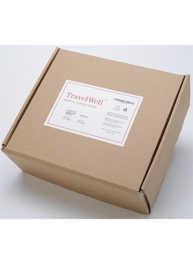 Travelwell Individually Wrapped 30ml Hotel Shampoo and Conditioner Supplies for Guests 2 in 1 (50 Bottles) + 28g Cleaning Travel Soap (50 Bars) Travel Size Toiletries | Hotel Toiletries in Bulk  - Image 3