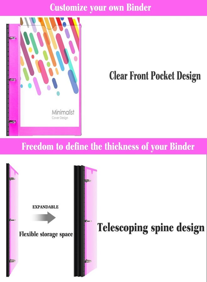 INFUN 1 Inch Telescoping Project Organizer Binder-2PCS,13 Pocket, Customizable Front Cover, 5 Colors Pocket Divider and Plastic Binder Pocket，225 Sheet Capacity-Pink - Image 3