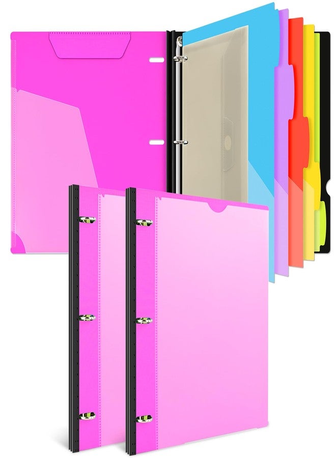 INFUN 1 Inch Telescoping Project Organizer Binder-2PCS,13 Pocket, Customizable Front Cover, 5 Colors Pocket Divider and Plastic Binder Pocket，225 Sheet Capacity-Pink - Image 1
