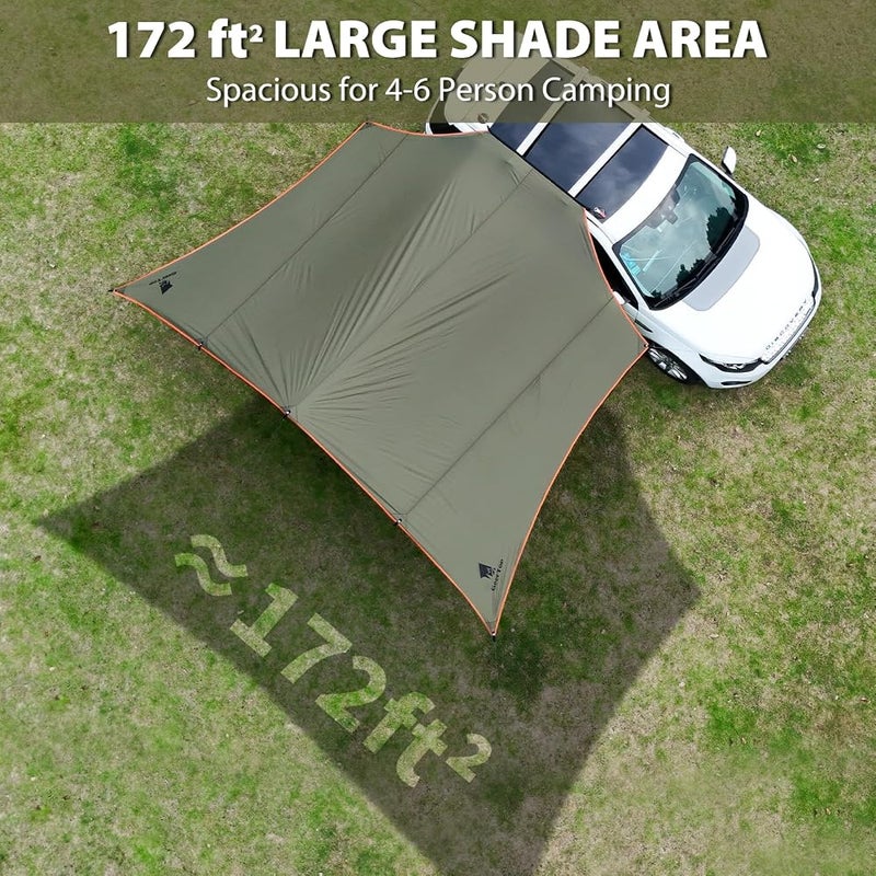 GEERTOP Large Car Side Camping Awning 19 x 11 ft SUV Canopy Tarp Waterproof Outdoor Vehicle Sun Shade Shelter for Truck, MPV, Van, Campers - Image 4
