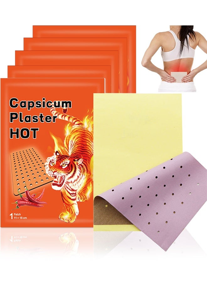 Hodaf 5 PCS Tiger Patches For Pain Relief, Chinese Red Tiger Hot Capsicum Patch Ultra Strength Patches, Pain Relief Plaster Herbal Patches For Arthritis, Knee Bone, Back, Joint, Muscle Neck Pain Relieving - Image 1