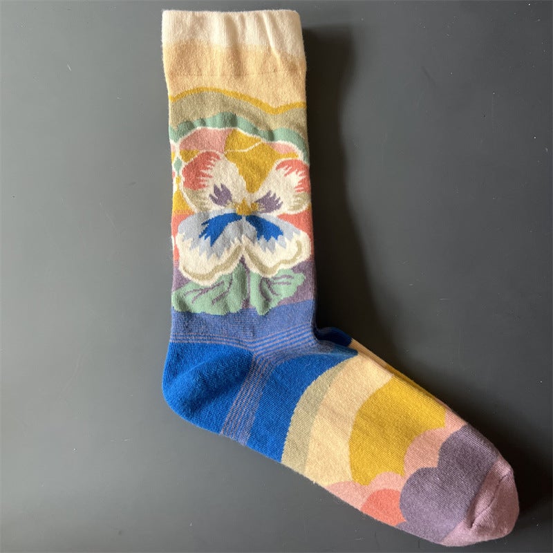 New French Bonne Maison Mid-Calf Socks for Men and Women, Artistic Oil Painting Socks, Unique and Creative, Colorful Socks - Image 4