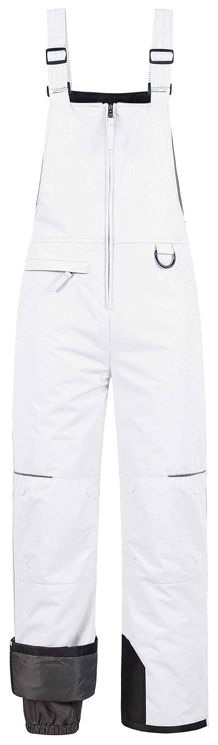 Pursky Kids Snow Sports Cargo Snow Pants with Articulated Knees Boys Snow Bibs Girls Snowpants Youth Ski Bibs Husky Ski Pants Snowbibs White 4/5 - Image 1