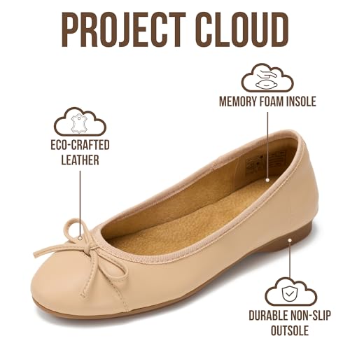 Project Cloud Ballet Flats for Women Shoes - Eco-Crafted with Memory Foam Insole Lightweight Mary Jane Flats - Non-Slip and Comfortable Womens Shoes (Ashley,Nude,8.5) - Image 2