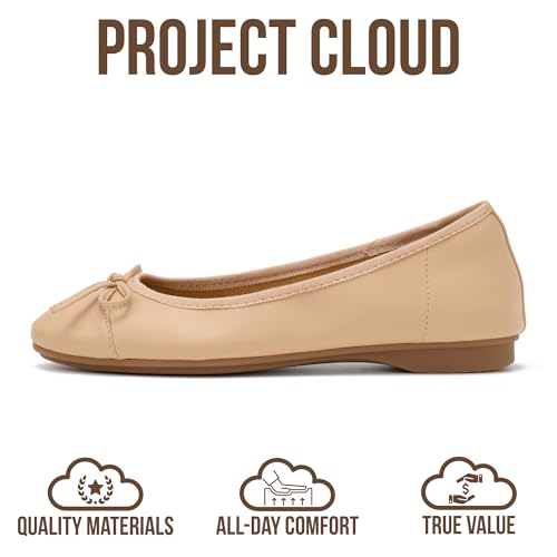 Project Cloud Ballet Flats for Women Shoes - Eco-Crafted with Memory Foam Insole Lightweight Mary Jane Flats - Non-Slip and Comfortable Womens Shoes (Ashley,Nude,8.5) - Image 3