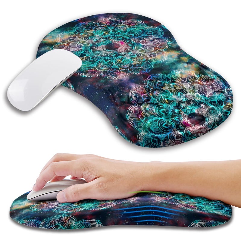 Kuosgm Ergonomic Mouse Pad Wrist Support with Memory Foam Massage Bulge, Carpal Tunnel Pain Relief Mousepad Wrist Rest for Mouse(12x8 inch, Mandala) - Image 1
