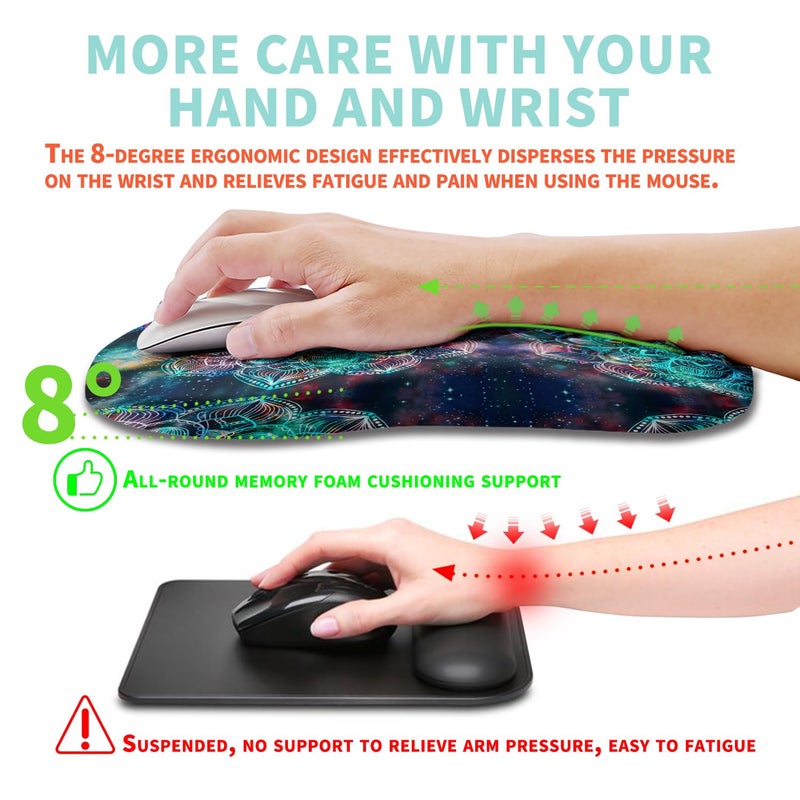 Kuosgm Ergonomic Mouse Pad Wrist Support with Memory Foam Massage Bulge, Carpal Tunnel Pain Relief Mousepad Wrist Rest for Mouse(12x8 inch, Mandala) - Image 4
