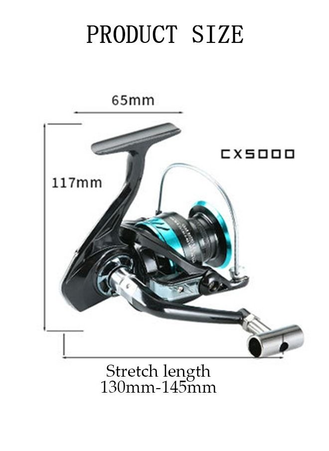 DUNISO Spinning Fishing Reel Wheel 5.2:1 Gear Ratio Full Metal Wear Resistant with Metal Handle Anti-Slip Wheel Grip for Seawater Freshwater-5000  - Image 3