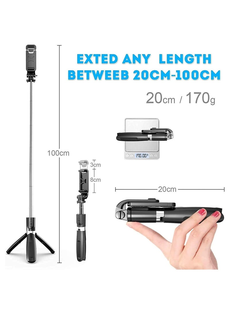 Gosmart T02 100cm Selfie Stick & Tripod, Action Camera, Mobile Extendable Tripod Stand With Wireless Remote Control For Live Streaming, Work, Vlogging, Lightweight, Travel Tripod - Image 2