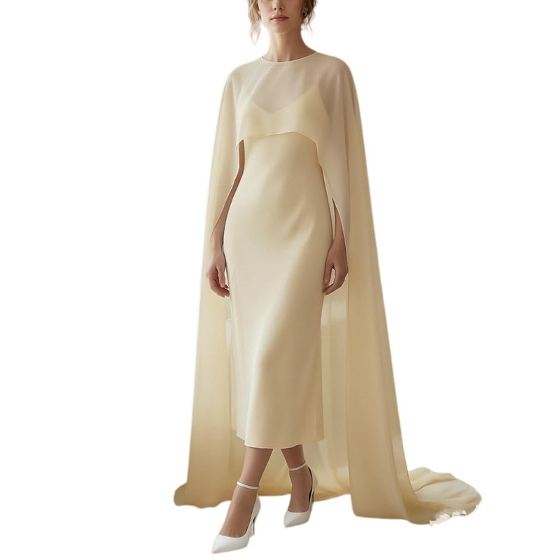 Women Chiffon Shawl Cape Mesh Sheer Poncho Top Capelets for Evening Dress Shawl Wraps Cover Up Wedding Party