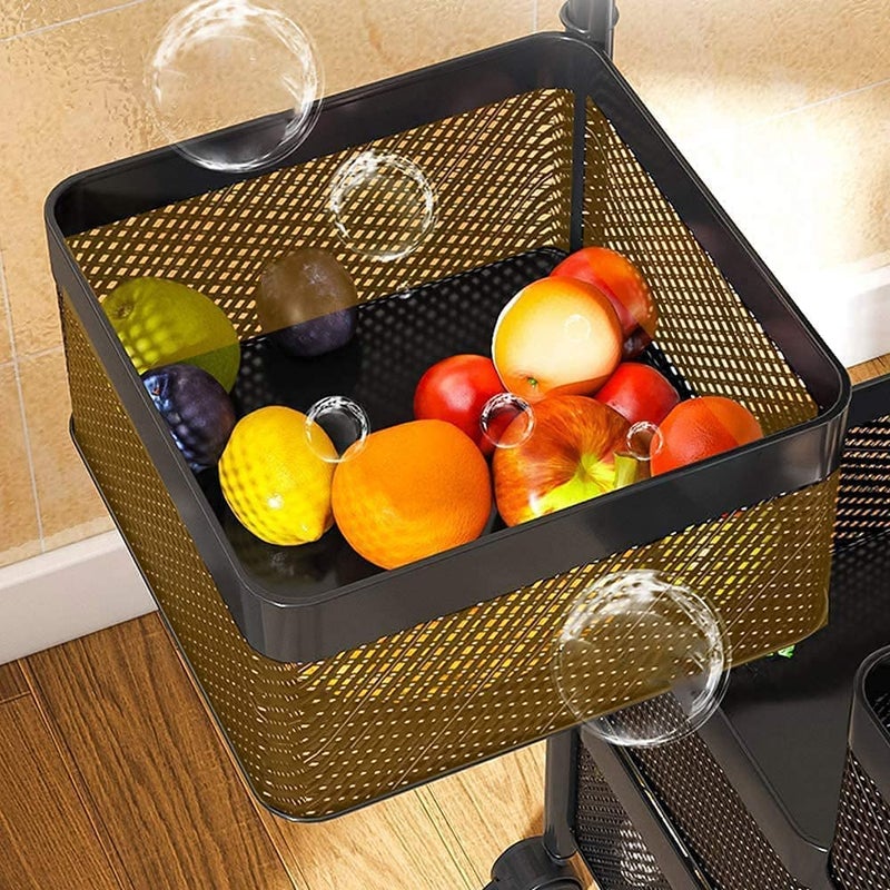 MOXSTAR Square Kitchen Rotating Trolley with Wheels Kitchen Organizer Items and Storage Solutions for Squre Kitchen Organizer and Kitchen Accessories Items 2 Layer - Image 5