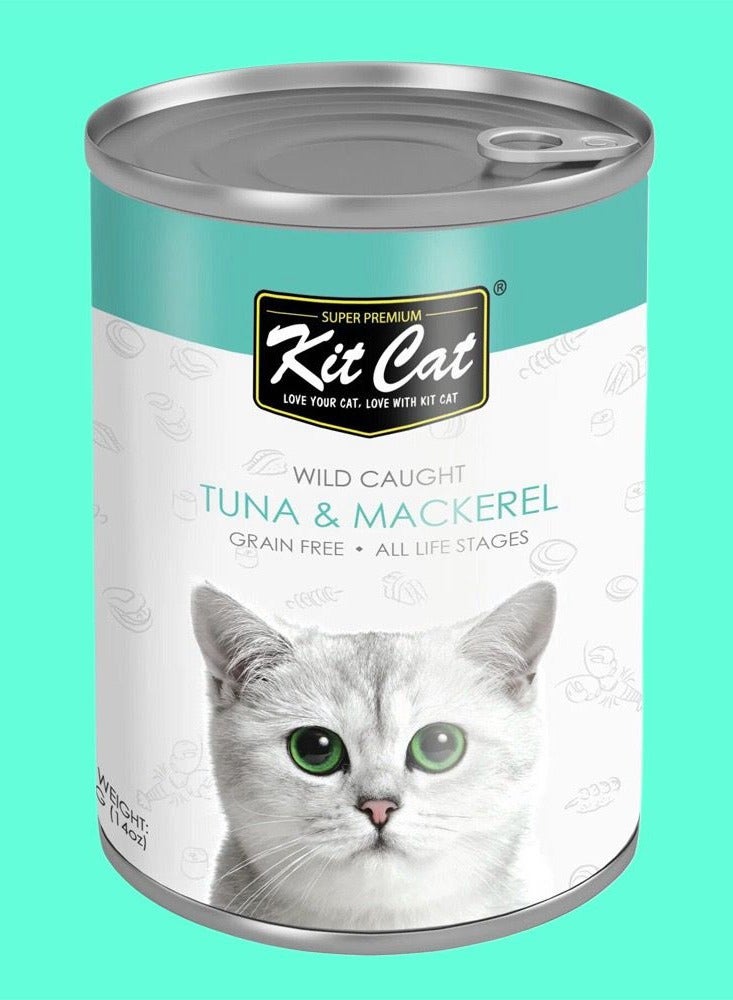 Kit Cat (24 packs) wet cat food with tuna and mackerel flavor for small and large cats / 400 grams - Image 2