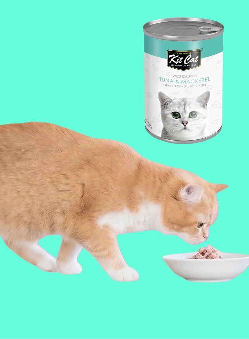 Kit Cat (24 packs) wet cat food with tuna and mackerel flavor for small and large cats / 400 grams - Image 4