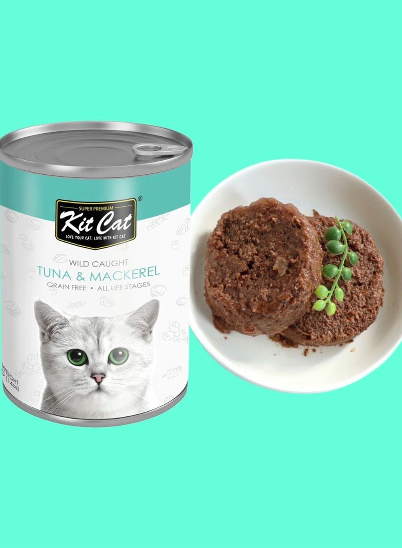 Kit Cat (24 packs) wet cat food with tuna and mackerel flavor for small and large cats / 400 grams - Image 3