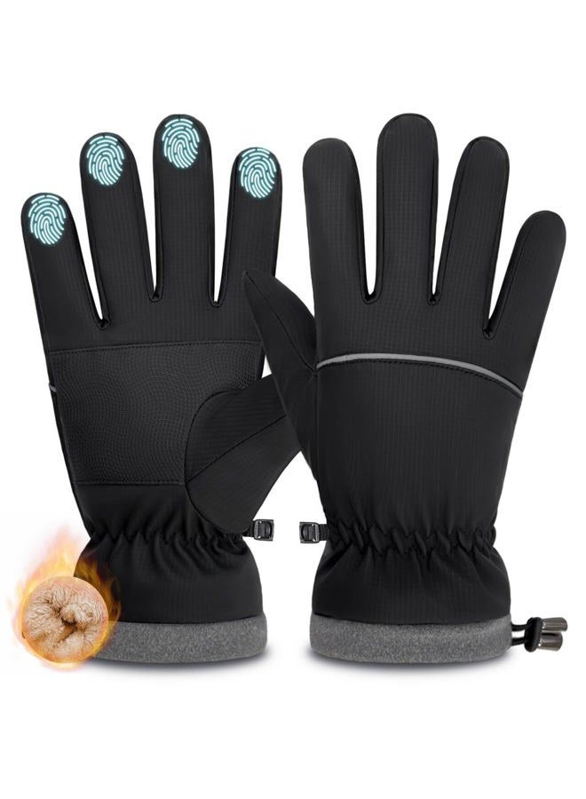 HOPSOOKEN Winter Waterproof Ski Gloves for Men Women Touchscreen Snow Thermal Fleece Warm Gloves Cold Weather Cycling Driving Running(BlackM) - Image 1