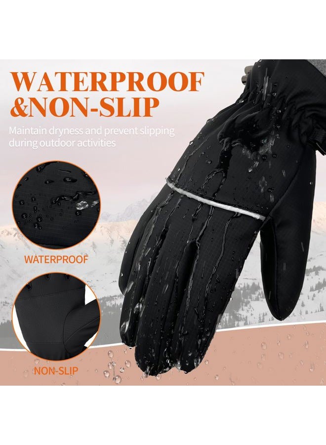 HOPSOOKEN Winter Waterproof Ski Gloves for Men Women Touchscreen Snow Thermal Fleece Warm Gloves Cold Weather Cycling Driving Running(BlackM) - Image 3