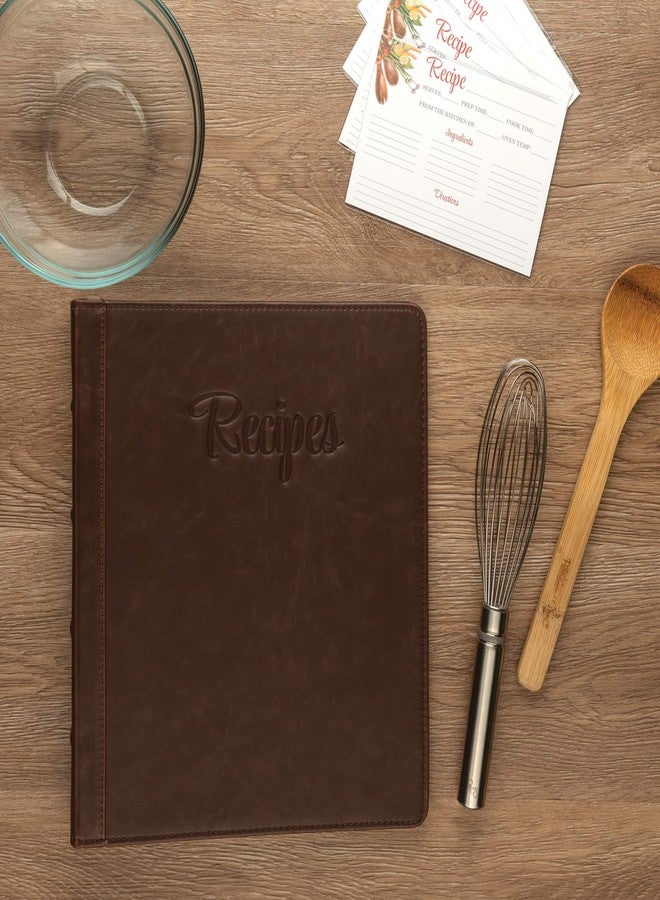 سامسيل مجلد وصفات سامسيل 8.5 × 11، مجلد وصفات بثلاث حلقات لحفظ جميع وصفاتك وبطاقات الوصفات، مجلد وصفات عائلي بتصميم جريء (1)، خط بني - Image 5