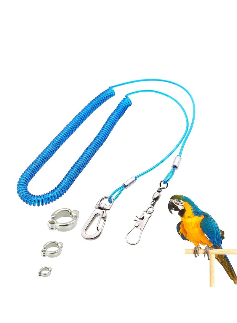 Parrot Flying Rope, 3 Meters Parrot Foot Chain Flying Training Outdoor，Anti-Bite Elastic String Training Harness,Bird Training Rope Bird For Pet,Blue. - Image 1