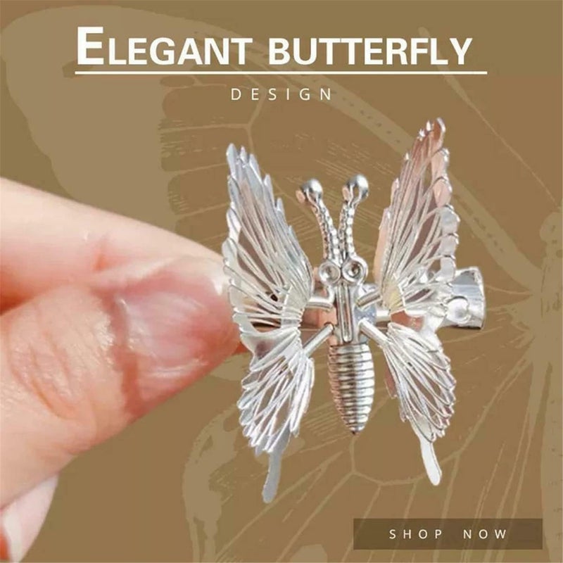 woobles Elegant Tassel Butterfly Hairpin, Moving Flying Girls Shiny Hair Clips Barrette,Antique Side Clip Will Move Butterfly Hairpin,Elegant Metal Tassel Long Hair Clip,Perfect Women's Gift (Gold+Silver) - Image 4
