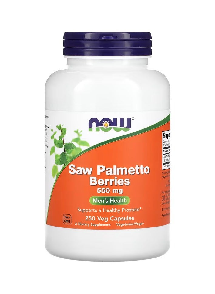 now Saw Palmetto Berries 550mg - 250 Veg Capsules - Image 1