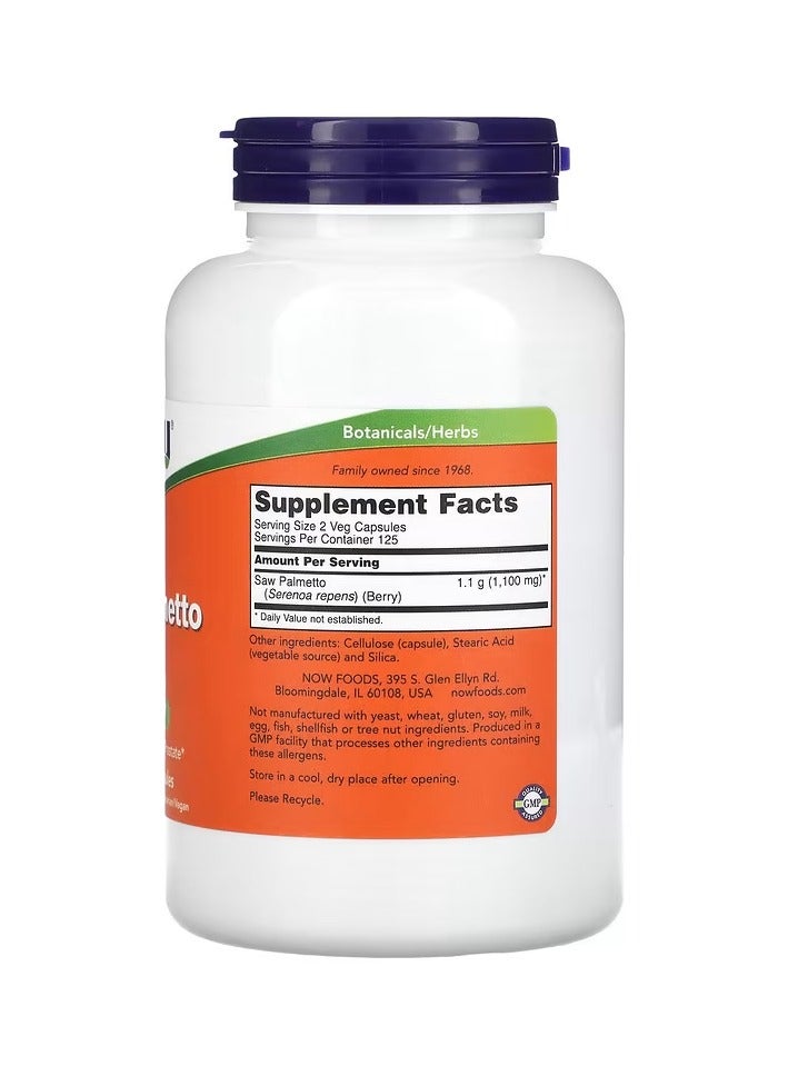 now Saw Palmetto Berries 550mg - 250 Veg Capsules - Image 2
