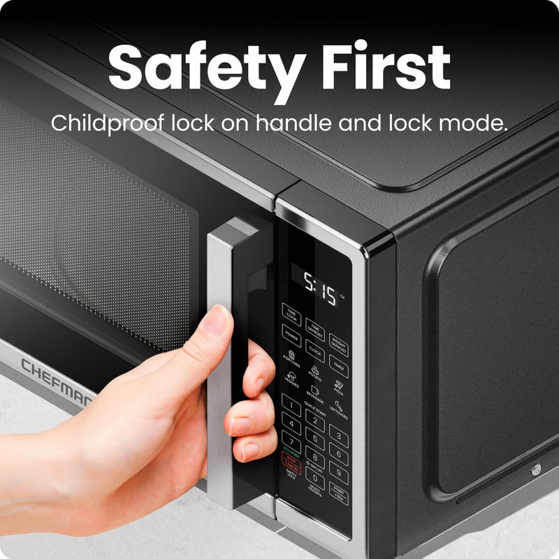 Chefman Countertop Microwave Oven 0.7 Cu. Ft. Digital Stainless Steel Microwave 700 Watts with 6 Auto Menus, 10 Power Levels, Eco Mode, Memory, Mute Function, Child Safety Lock, Easy Clean - Image 4
