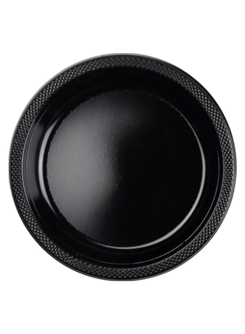 Amscan Arrange Your Table with Unbreakable 9-Inch Plastic Plates! Pack of 20 - BLACK